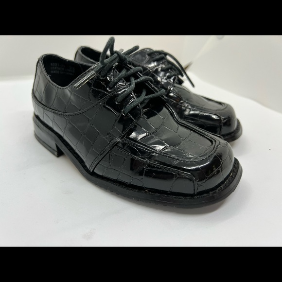 Toddler kids vintage dress shoes alligator black Miami vice polished laces - Picture 7 of 10
